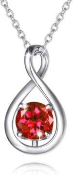 FANCIME Birthstone Necklaces for Women Fine Jewelry Sterling Silver Dainty Infinity Pendant Anniversary Birthday for Her Wife Mom Lady Daughter, Chain 16"+2" Extend