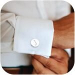 LOLIAS 1 Pair Cuff Links Mens Accessories Jewelry Classic Initial Cufflinks with Gift Box Silver Black Gold Cufflinks