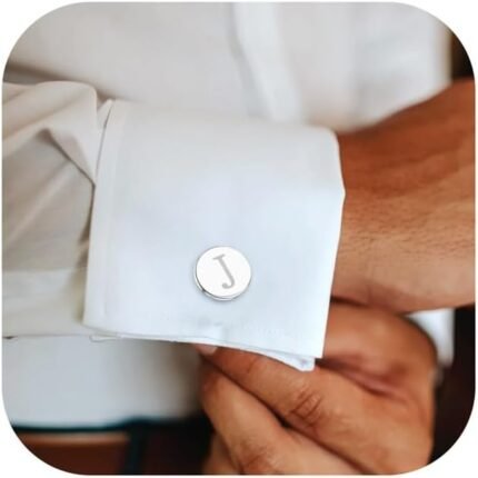 LOLIAS 1 Pair Cuff Links Mens Accessories Jewelry Classic Initial Cufflinks with Gift Box Silver Black Gold Cufflinks