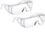 Safety Glasses (2 Pack) Anti Fog & Shattered Proof, ANSI Z87.1 & EN 166 UV Resistant & Eye Safety Goggles, Wide Eye Shield Scratch Resistant Best Eye Cover from elements EyeClear over Glasses