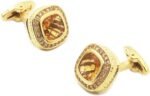Golden Yellow Citrine Crystal Cufflinks Luxury Crystal stone Gold Cuff links YW02GW