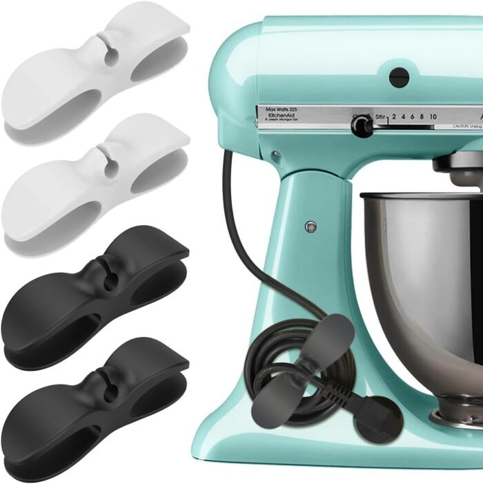 Cord Organizer for Kitchen Appliances - 4PCS Cord Winder Organizer Stick On Cable Holder Winder Keeper for Appliances Stick on Kitchenaid Mixer, Coffee Maker, Pressure Cooker, Home Gadget Accessories