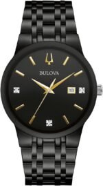 Bulova Men's Modern Gold Tone Stainless Steel 3-Hand Calendar Date Quartz Watch, Diamond Dial