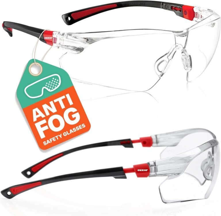 Upgraded (Red Frame) Safety Glasses Goggles for Eye Protection with Clear Anti Fog Scratch Resistant shattered Proof, Best Safety Glasses of ANSI Z87 & EN 166 (1 Piece)