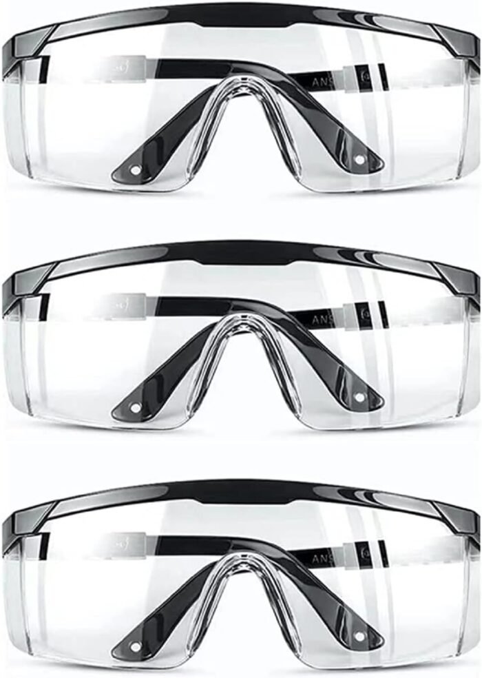 (3 Pack) Safety Glasses Anti Fog & Shattered Proof, ANSI Z87.1 & EN 166 UV Resistant Protective Eyewear Safety Goggles, Wide Frame Eye Shield Goggles Scratch Resistant Best Eye Protection
