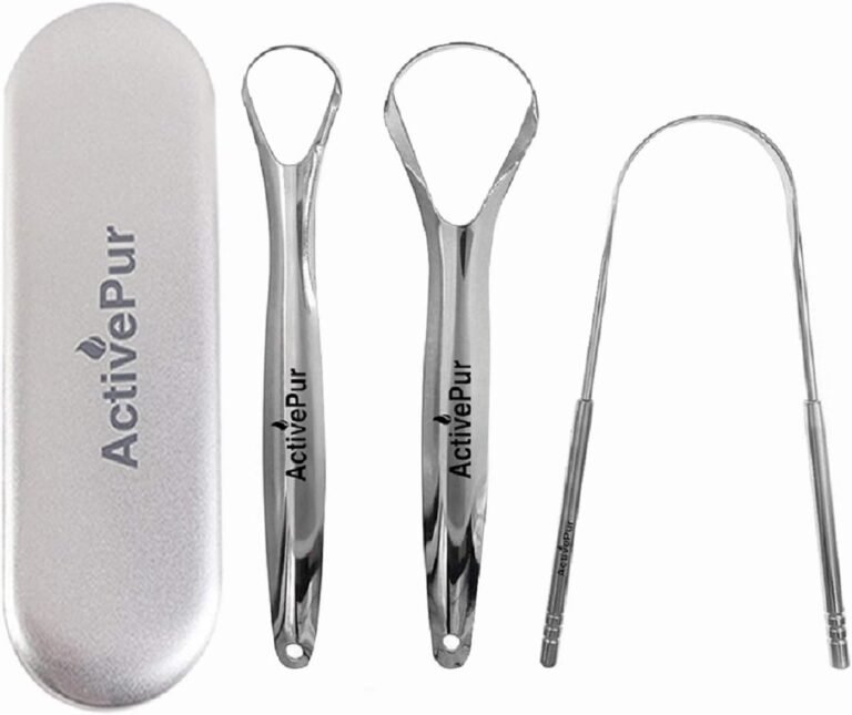Tongue Scraper Cleaner (3 Pcs) Best Stainless Steel Tongue Cleaner Seller, Use mouth wash, toothpaste for Bad Breath, Improve good Oral Hygiene, Handy Metal Travel Carry Case.