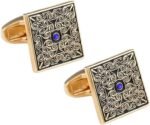 Vintage Celtic Cufflinks Luxury Blue Cubic stone Gold tone Cuff links YW19