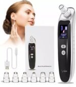 Black Blackhead Remover Vacuum Tool, Strong Suction, 6 Nozzles, Rechargeable Electric Facial Comedone Pimple Acne Extractor Tool Best Pore Cleaner Zit Popper Seller Beauty Device