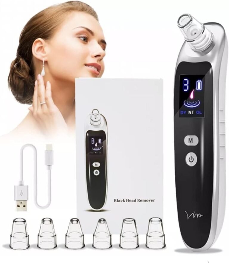 Black Blackhead Remover Vacuum Tool, Strong Suction, 6 Nozzles, Rechargeable Electric Facial Comedone Pimple Acne Extractor Tool Best Pore Cleaner Zit Popper Seller Beauty Device