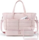 BAGSMART Travel Duffel Bag, Gym Bag for Women with Shoe Compartment, Large Weekender Bags for Women, Workout Overnight Carry on Duffle Bag for Travel, Pink