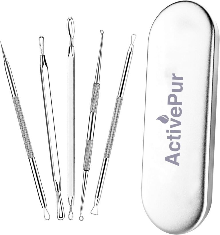 Blackhead Remover Pimple Comedone Extractor Tool Best Acne Removal Kit for Blemish, Whitehead Popping, Zit Removing for Risk Free Nose Face Skin with Metal Case - 5 Pieces Set.