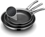 Non Stick Frying Pans Set,Hybrid Pan Set(8+10+12inch) Frying Pans Nonstick for cooking,PFOA Free Induction Cookware Sets,non stick Stainless Steel Skillets,Dishwasher and Oven Safe Kitchen set