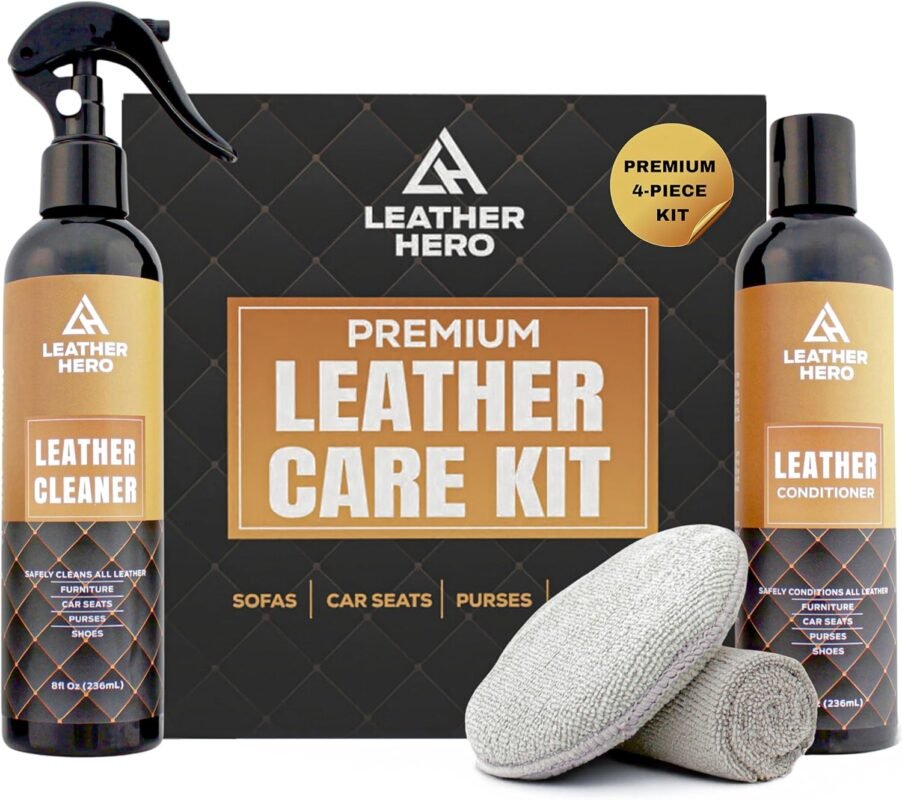 Leather Cleaner and Conditioner Kit – 5-Piece Set with Best Leather Cleaner for Couches, Sofas, Chairs, Furniture, and Car Interiors