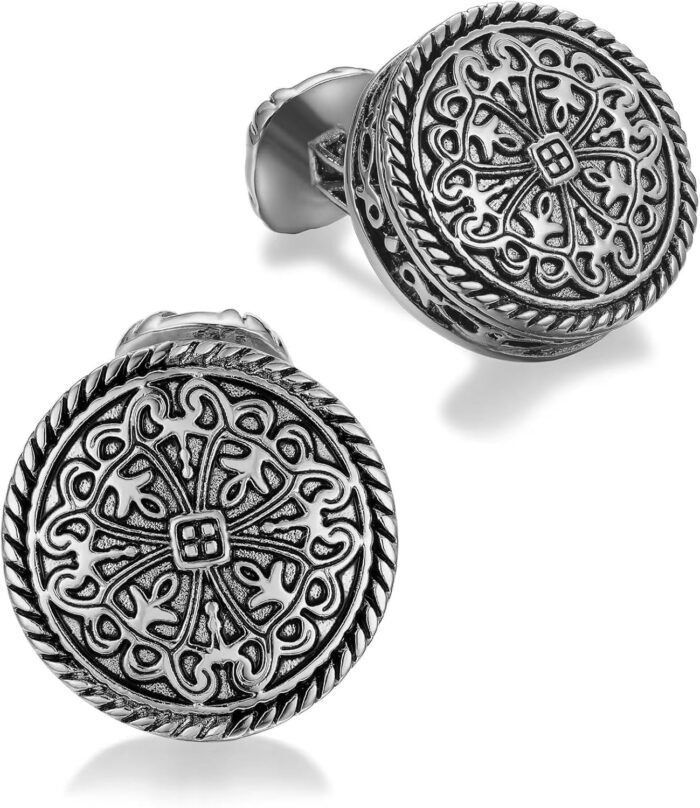 Cuff-links Vintage Flower Pattern Cuff Links Sets Cufflinks for Men, Best Gift for Wedding Business and Regular