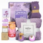 Birthday Gift 8pcs set for Women, Get Well Soon Baskets, Aromatic Skincare Bath Set, Self Care Gifts, Luxury Gift Basket, Anniversary Valentine Gift for Her Mom Wife Friend Sister Aunt (Lavender)