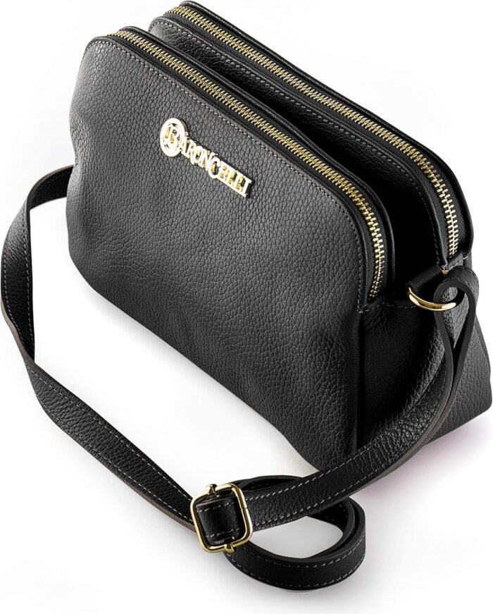 Baroncelli Crossbody Bag Made in Italy with Long Stripe Genuine Italian Soft Leather